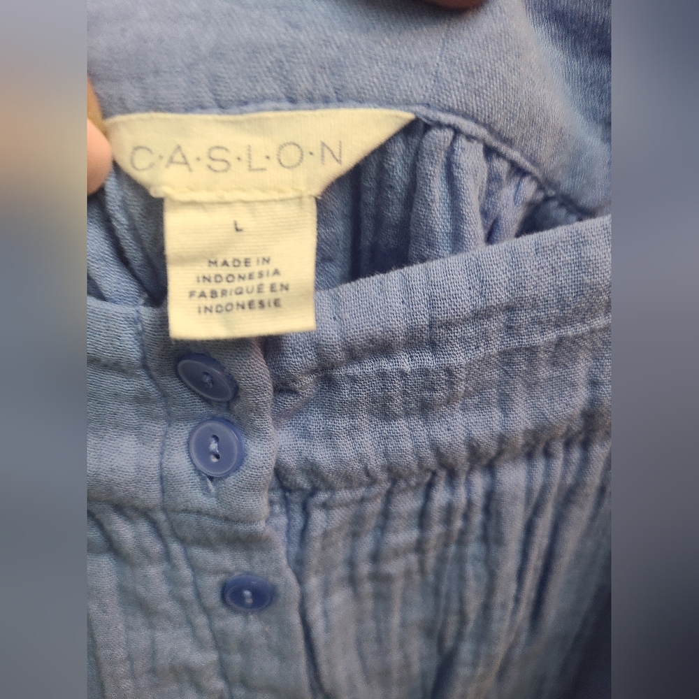 Caslon Cotton Gauze Button-Up Tank Sunflower Blue Size L NWT - Picture 9 of 9